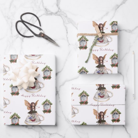 Fairy Happy Birthday Wrapping Paper Set (Voorkant)