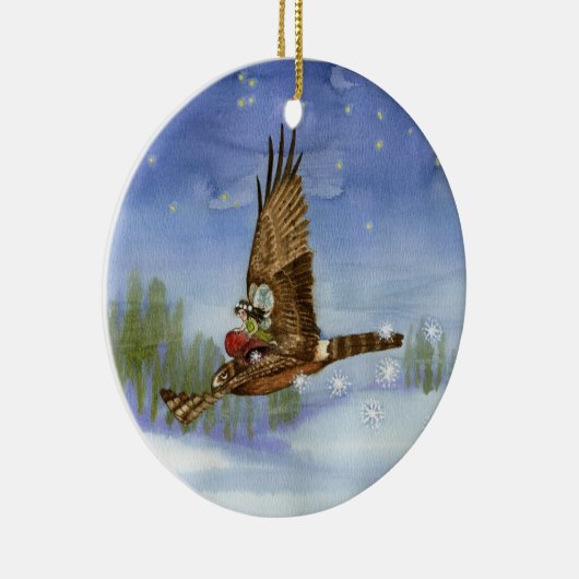 Fairy Hawk-kerstversiering Keramisch Ornament (Rechts)