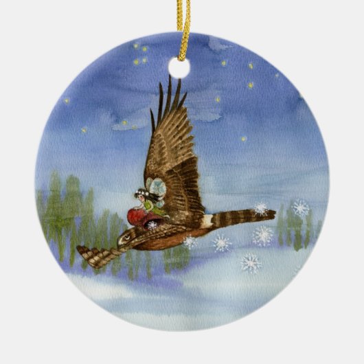 Fairy Hawk-kerstversiering Keramisch Ornament (Voorkant)