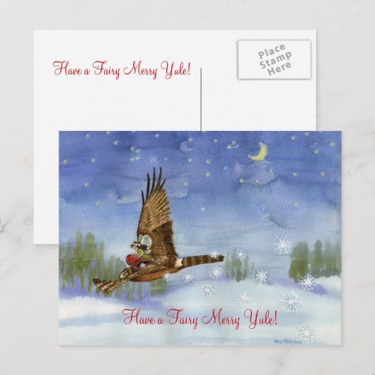 Fairy Hawk Yule Briefkaart (Voorkant / Achterkant)