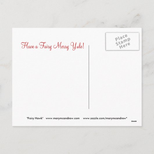 Fairy Hawk Yule Briefkaart (Achterkant)