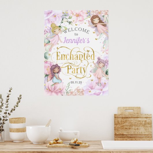 Fairy heet welkom op feestdag poster (Keuken)