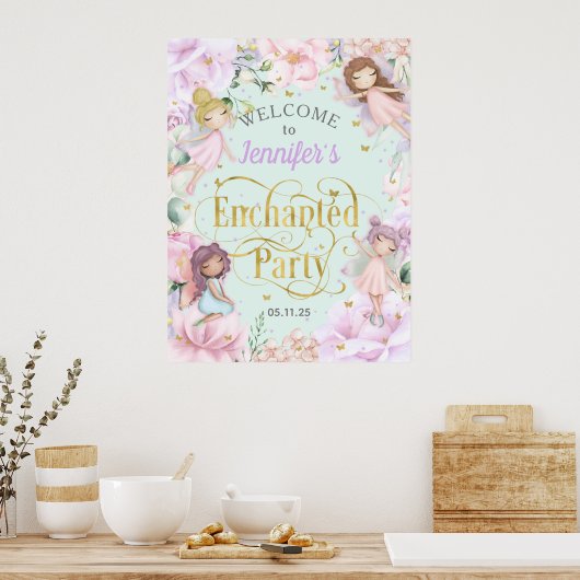 Fairy heet welkom op feestdag poster (Keuken)