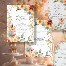 Fairy Herfst Floral Daisy Baby Meisje Luier Raffle Informatiekaartje