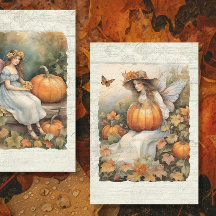 Fairy Herfst pompoen herfstbladeren hout decoupage