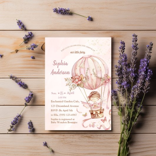 Fairy Hete Luchtballon Meisje Baby shower Uitnodig Kaart