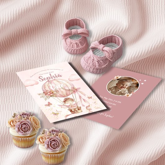 Fairy Hete Luchtballon Meisje Verjaardag Uitnodigi Kaart