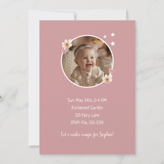 Fairy Hete Luchtballon Meisje Verjaardag Uitnodigi Kaart (Achterkant)