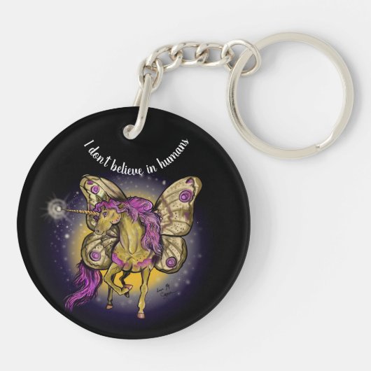 Fairy Horse Yellow keperor Moth Sleutelhanger (Achterkant)
