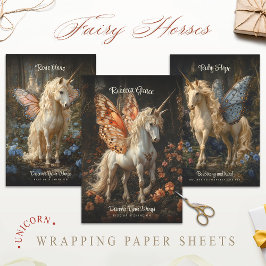Fairy Horses Butterfly Wings Fantasy Art Inpakpapier Vel