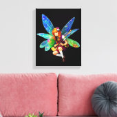 Fairy houdt muziekinstrument vast canvas afdruk (Insitu (Woonkamer))