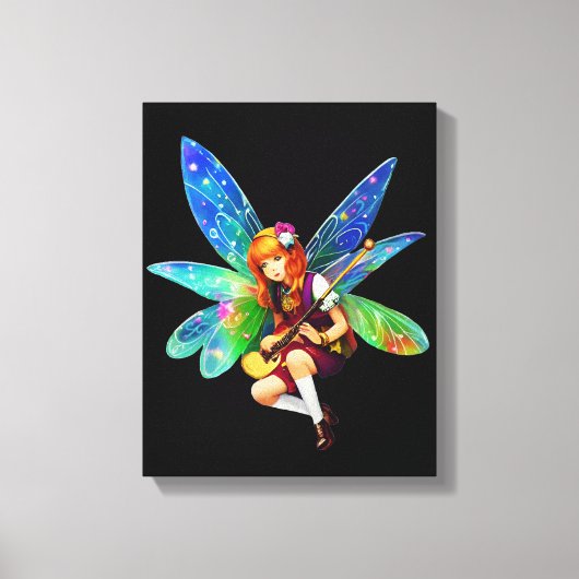 Fairy houdt muziekinstrument vast canvas afdruk (Voorkant)