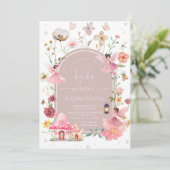 Fairy House - Blush Boho Wildflower Baby shower Kaart (Staand voorkant)