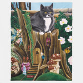 Fairy House Tuin Kat Fleece Deken (Voorkant)