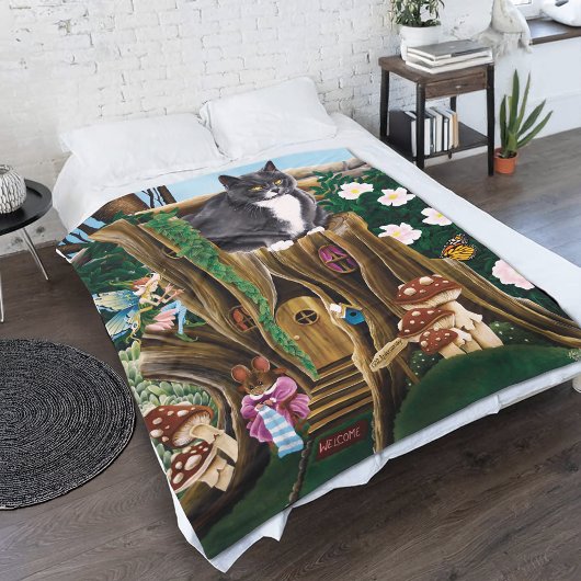Fairy House Tuin Kat Fleece Deken