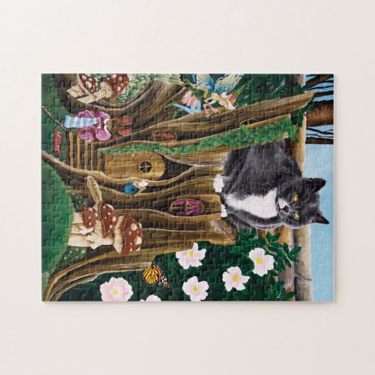 Fairy House Tuin Kat Legpuzzel (Horizontaal)