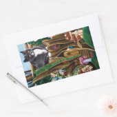 Fairy House Tuin Kat Rechthoekige Sticker (Envelop)