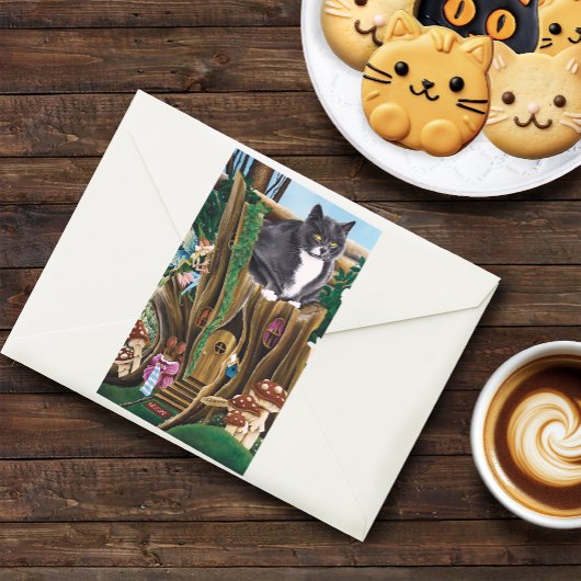 Fairy House Tuin Kat Rechthoekige Sticker