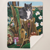 Fairy House Tuin Kat Sherpa Deken (Voorkant)