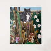 Fairy House Tuin Kat Wandkleed (Voorkant)