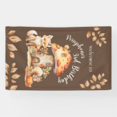 Fairy House Woodland Creature Verjaardagsfeest Spandoek (Horizontaal)