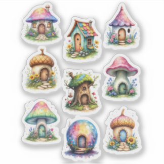 Fairy Houses Scrapbook Junk Journal Sticker Sheet