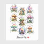 Fairy Houses Scrapbook Junk Journal Sticker Sheet (Vel)