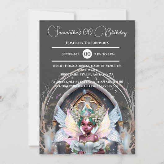 Fairy ice prinses melanine roze glitter magisch kaart (Voorkant)