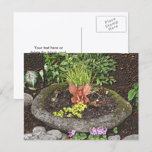 Fairy In A Garden Nature Art Personalized Briefkaart (Voorkant / Achterkant)