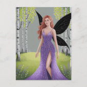 Fairy in a Purple Dress Forest Fantasy Briefkaart (Voorkant)