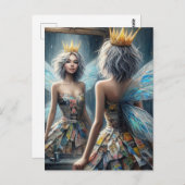 Fairy in a Recycled Newspaper Dress Briefkaart (Voorkant / Achterkant)