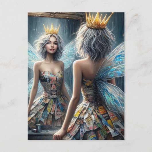 Fairy in a Recycled Newspaper Dress Briefkaart (Voorkant)