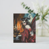Fairy in a Red Dress Dark Fantasy Briefkaart (Staand voorkant)