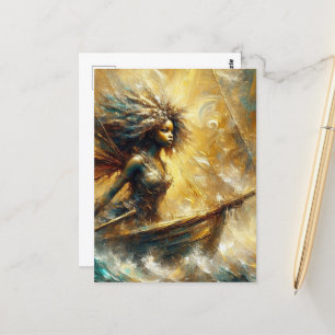 Fairy in een boot briefkaart