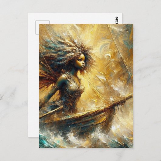 Fairy in een boot briefkaart (Voorkant / Achterkant)