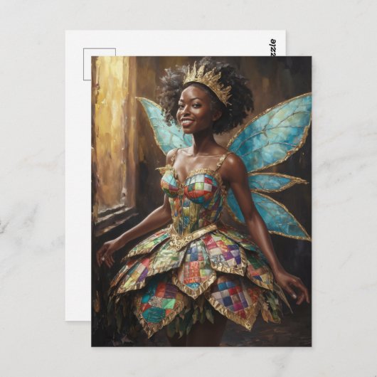 Fairy in een gewatteerde jurk briefkaart (Voorkant / Achterkant)
