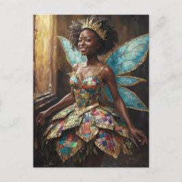 Fairy in een gewatteerde jurk briefkaart
