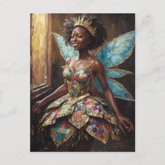 Fairy in een gewatteerde jurk briefkaart (Voorkant)