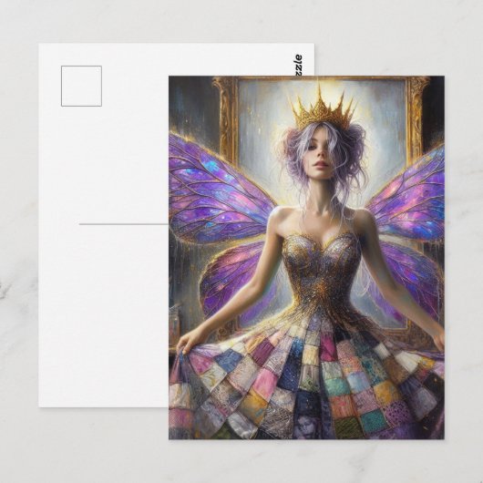 Fairy in een gewatteerde jurk poseren bij de spieg briefkaart (Voorkant / Achterkant)