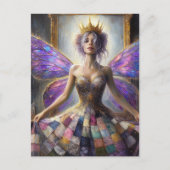 Fairy in een gewatteerde jurk poseren bij de spieg briefkaart (Voorkant)