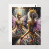 Fairy in een gewatteerde jurk ziet er in spiegel u briefkaart (Voorkant / Achterkant)