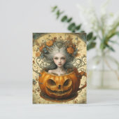 Fairy in een Jack O Lantern Mok Briefkaart (Staand voorkant)