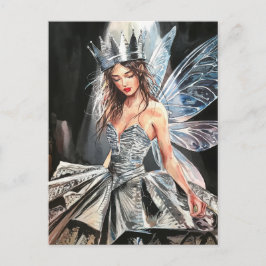 Fairy in een Mode Folie jurk Briefkaart