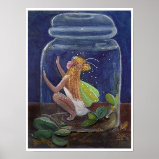 Fairy in een pot "redd me" poster (Voorkant)