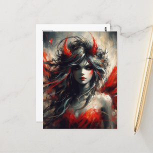 Fairy in een rode jurk briefkaart