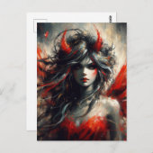 Fairy in een rode jurk briefkaart (Voorkant / Achterkant)