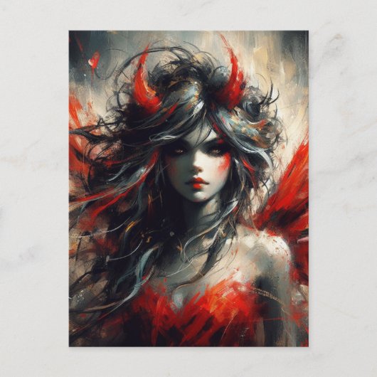 Fairy in een rode jurk briefkaart (Voorkant)