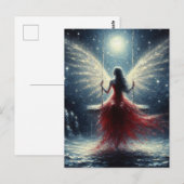 Fairy in een rode jurk op de schommel briefkaart (Voorkant / Achterkant)
