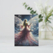 Fairy in een roze jurk op een schommel briefkaart (Staand voorkant)