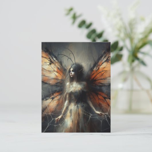 Fairy in een Spider Web Briefkaart (Staand voorkant)